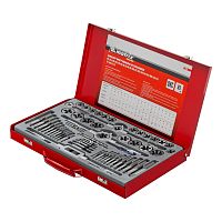 набор метчиков и плашек matrix м2-м20 65 шт в металлическом кейсе