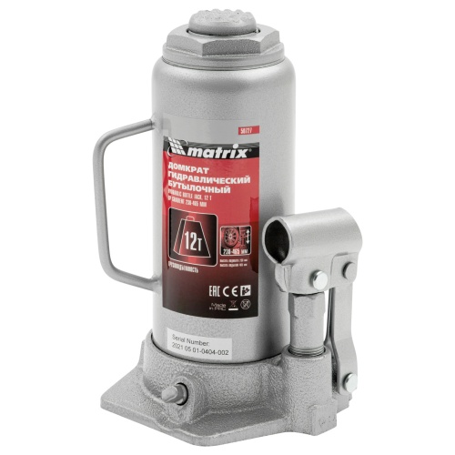 домкрат гидравлический бутылочный matrix 12 т 230-465