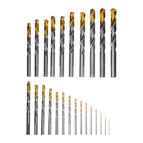 набор сверл по металлу denzel р6м5-tin 1-13 мм golden tip 25шт фото 8