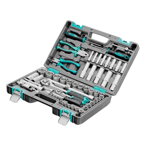 набор инструментов stels 14108 69 предметов 1/2", 1/4" в кейсе