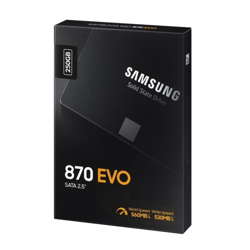 накопитель ssd samsung 250gb 870 evo 2.5", sata-iii, r/w 560/530mb/s, 150tbw, tlc (mz-77e250b/eu) фото 4