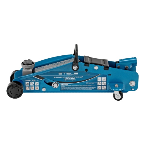 домкрат гидравлический подкатной  stels 2.5 т 140-385 мм в кейсе фото 6