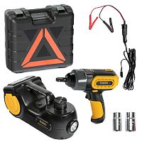 домкрат электрогидравлический denzel 51190 3 в 1 1,5 т с гайковертом