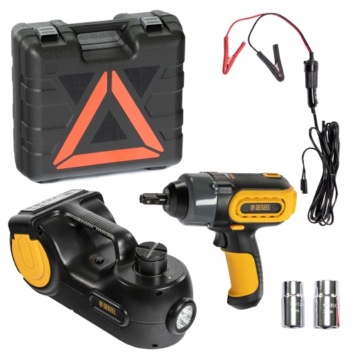 домкрат электрогидравлический denzel 51190 3 в 1 1,5 т с гайковертом