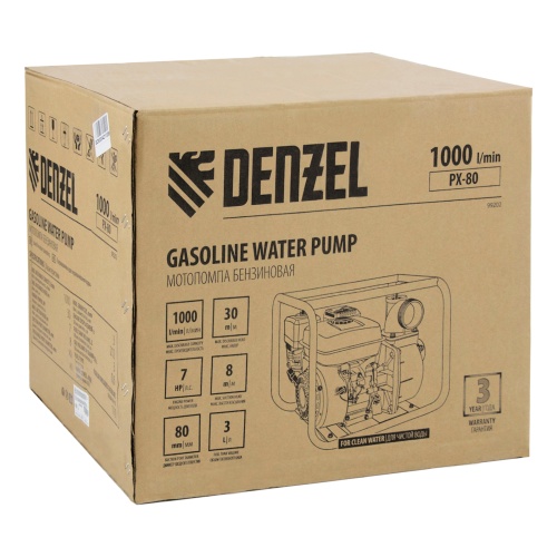 мотопомпа бензиновая для чистой воды denzel px-80 7 лс фото 7