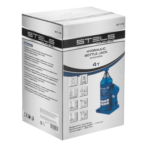 домкрат гидравлический бутылочный телескопический stels 4 т 170-420 фото 6