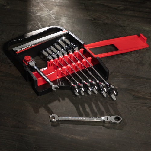 набор ключей комбинированных трещеточных шарнирных matrix 8 шт фото 2