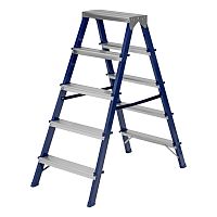 стремянка стальная сибртех 97935 5 ступеней, двухсторонняя с надежной фиксацией