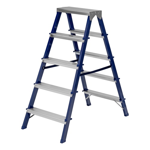 стремянка стальная сибртех 97935 5 ступеней, двухсторонняя с надежной фиксацией