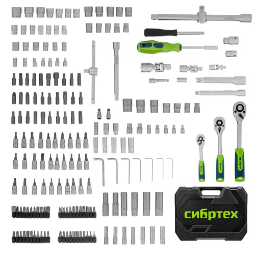 набор инструментов сибртех 1/2", 3/8", 1/4" 215 предметов пластиковый кейс фото 10