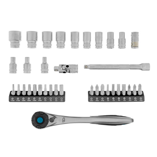 набор торцевых головок с трещоткой gross 1/4" 36 предметов