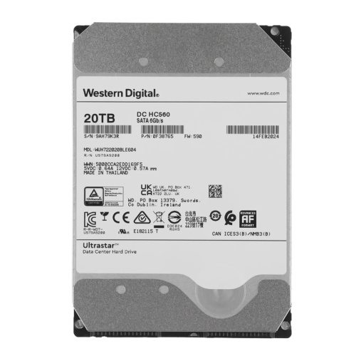 серверные жесткий диск hdd western digital 20tb ultrastar dc hc560, 3.5", 7.2k, 512mb, 512e, sata3 (wuh722020ble604) фото 3