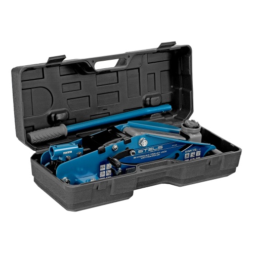 домкрат гидравлический подкатной  stels 2.5 т 140-385 мм в кейсе фото 10