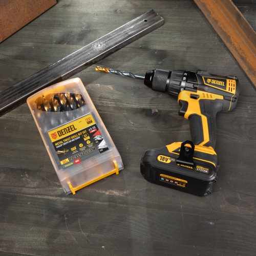 набор сверл по металлу denzel hss-tin 1-13 мм golden tip 25шт фото 2