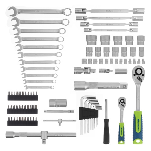 набор инструментов сибртех 13396 89 предметов 1/2", 1/4" в кейсе