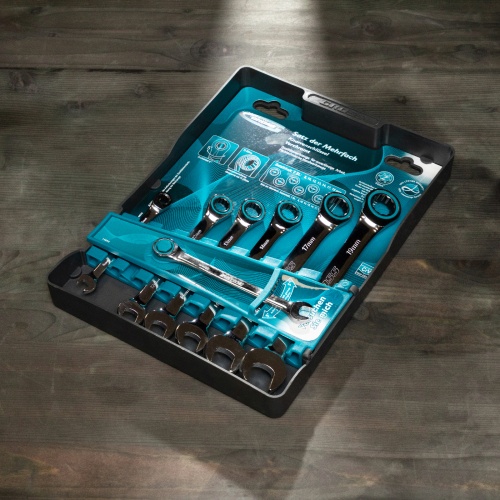 набор ключей комбинированных с трещоткой gross 8-19 мм 7 шт фото 3