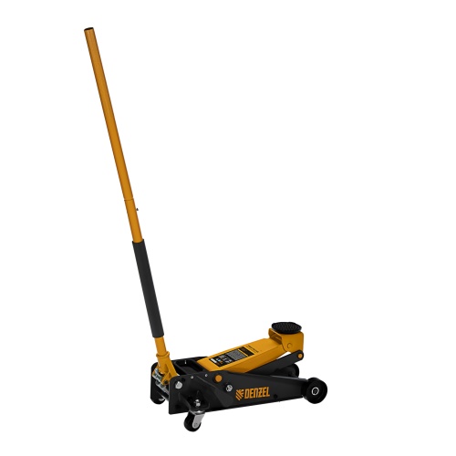 домкрат гидравлический подкатной denzel 3 т 135-480 мм профессиональный фото 3