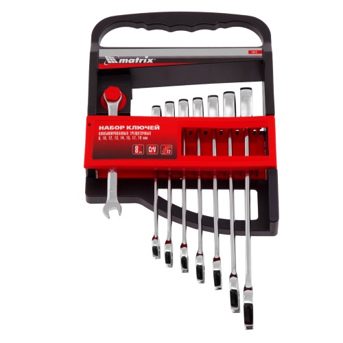 набор ключей комбинированных трещеточных matrix 8 шт