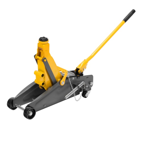 домкрат гидравлический подкатной denzel 2,8 т 135-385 мм с фиксатором фото 8