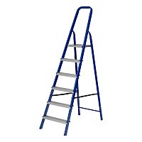 стремянка сибртех 6 ступеней стальной профиль / алюминиевые ступени 97956