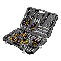 набор инструментов denzel 1/2", 1/4", 3/8" crv s2 144 предмета пластиковый кейс