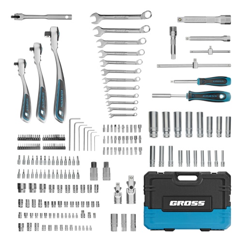 набор инструментов gross 14157 216 предметов 1/2" 3/8" 1/4" в кейсе фото 9