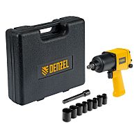 ударный пневмогайковерт denzel iw860 7000 об/мин c набором головок