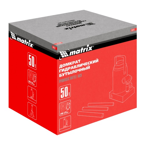домкрат гидравлический бутылочный matrix 50 т 240-370 мм фото 6