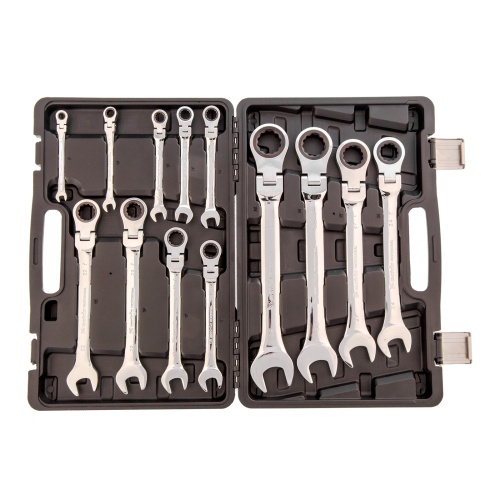 набор ключей комбинированных, трещоточных шарнирных matrix 14798 13 шт фото 7