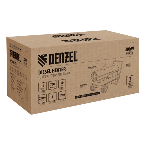 дизельная тепловая пушка denzel nhg-30i 30000вт 750 м3/ч непрямой нагрев, цифровой термостат фото 10