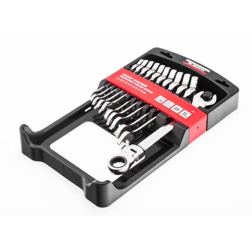 набор ключей комбинированных трещоточных шарнирных matrix 14796 11 шт фото 9