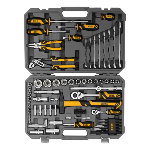 набор инструментов denzel 1/2", 1/4" crv s2 84 предмета пластиковый кейс фото 9