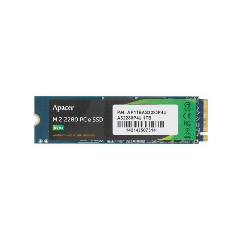 накопитель ssd apacer 1tb as2280p4u m.2 2280 pci-e gen3.0 x4, nvme, r/w 3500/3000mb/s, 760tbw, rtl (ap1tbas2280p4u-1)