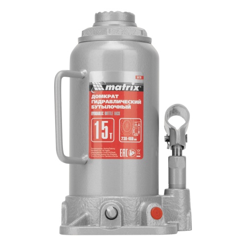 домкрат гидравлический бутылочный matrix 15 т 230-460 фото 8