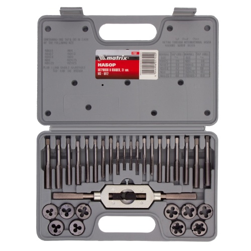 набор метчиков и плашек matrix м3-м12 31 предмет фото 9