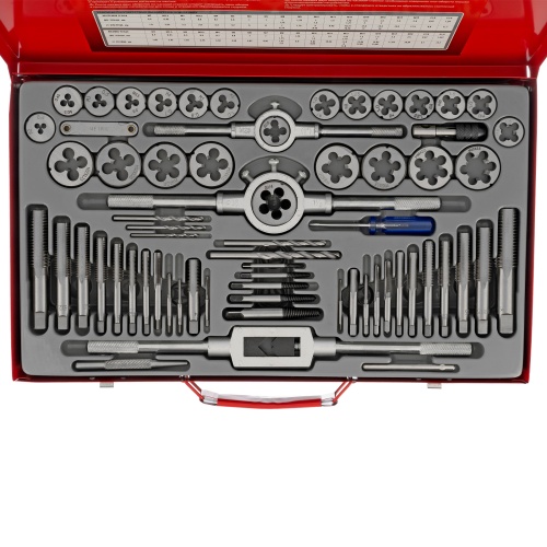 набор метчиков и плашек matrix м2-м20 65 шт в металлическом кейсе фото 9