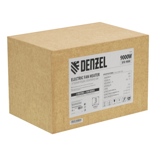 тепловая пушка denzel 96439 sfh-9000 400в 850 м3/ч, 6000/9000 вт фото 6
