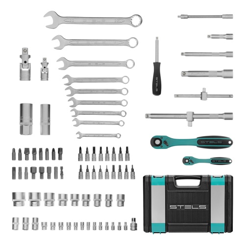 набор инструментов stels 82 предмета 1/2", 1/4", 12 гранные головки фото 9