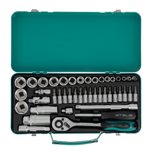набор торцевых головок с трещоткой stels 13575 1/4" и 3/8" 44 предмета фото 9
