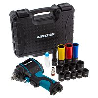 гайковерт пневматический ударный gross g985k2 с набором 17 предметов