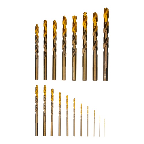 набор сверл по металлу denzel р6м5к8-tin 1-10 мм golden tip 19шт фото 9