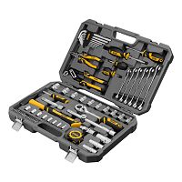 набор инструментов denzel 1/2", 1/4" crv s2 64 предмета пластиковый кейс