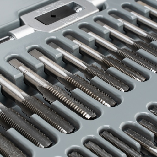 набор метчиков и плашек matrix м2-м18 110 шт в металлическом кейсе фото 7