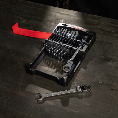 набор ключей комбинированных трещоточных шарнирных matrix 14796 11 шт фото 6