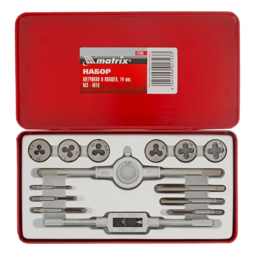 набор метчиков и плашек matrix м3-м10 14 предметов фото 10