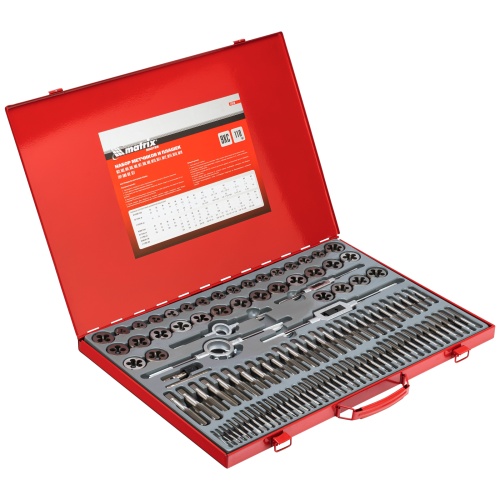 набор метчиков и плашек matrix м2-м18 110 шт в металлическом кейсе фото 9