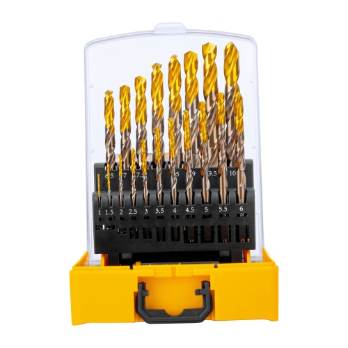набор сверл по металлу denzel р6м5к8-tin 1-10 мм golden tip 19шт фото 10