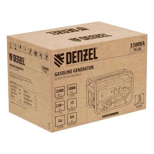 генератор бензиновый denzel ps-33e 94537 3300 вт фото 5
