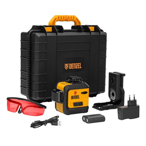 лазерный уровень мультипризменный denzel lx 360-3 red 30 м