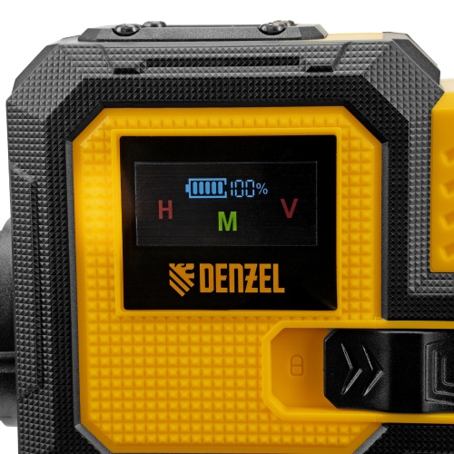лазерный уровень мультипризменный denzel dlv-360-3c 30 м зеленый луч li-ion 2,4 aч в кейсе фото 2